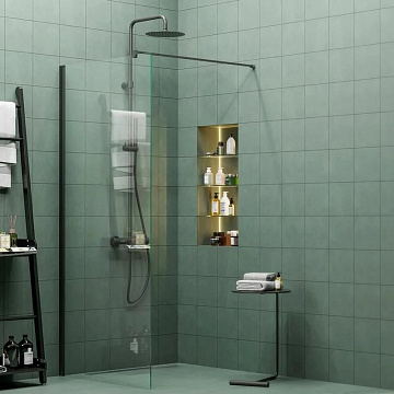 Душевая перегородка KERAMA MARAZZI Vetro VE.100.WI.BLK.M 100 см, профиль матовый черный, стекло проз
