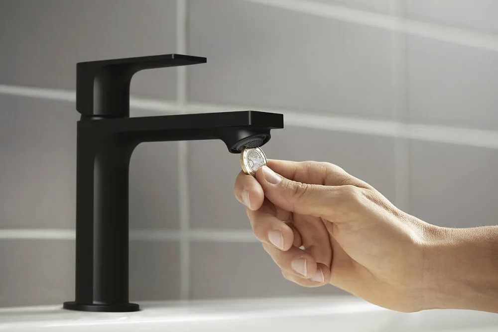 Смеситель для раковины Hansgrohe Rebris E 72557670 с донным клапаном, черный матовый Sancos — официальный сайт
