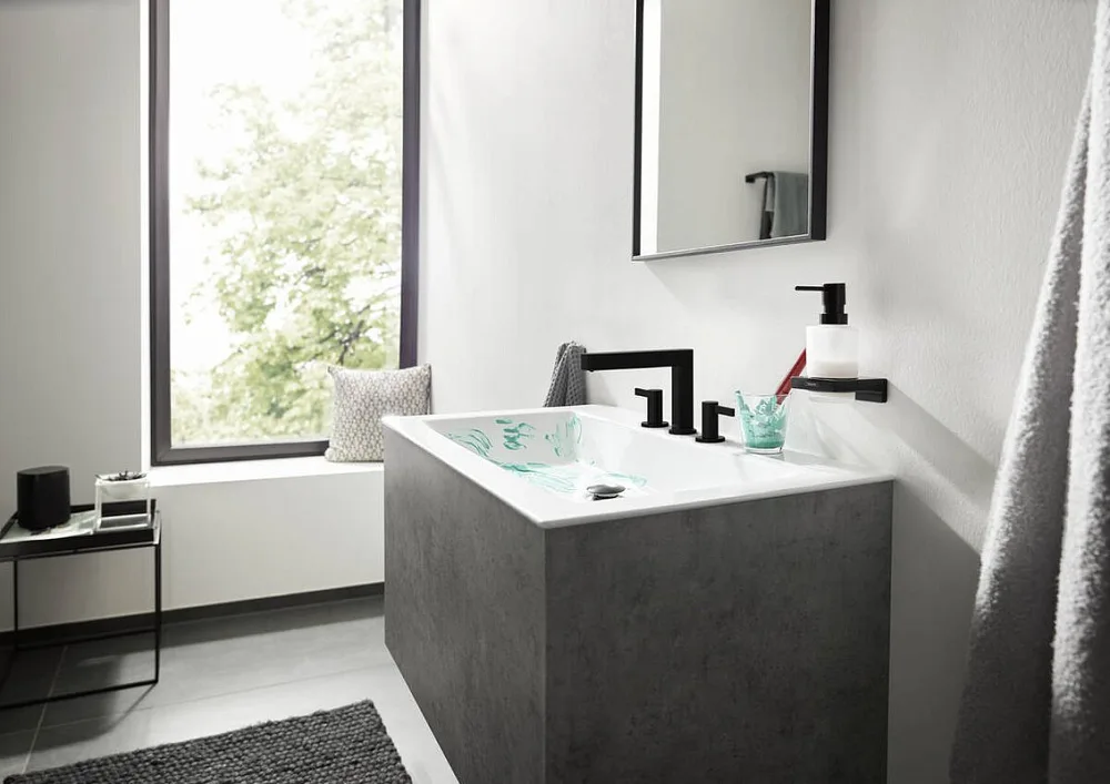 Смеситель для раковины Hansgrohe Finoris 110 76033670 матовый черный Sancos — официальный сайт
