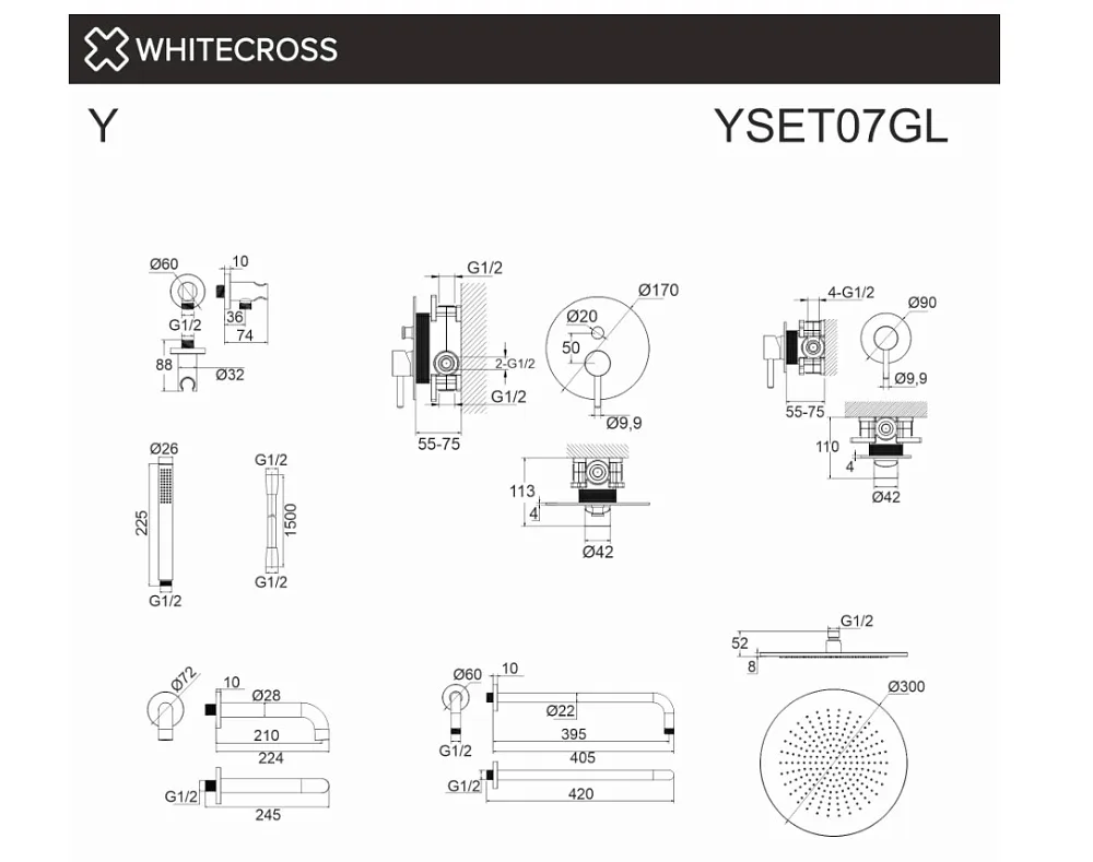 Душевой комплект WHITECROSS Y YSET07GL, С ВНУТРЕННЕЙ ЧАСТЬЮ, золото Sancos — официальный сайт