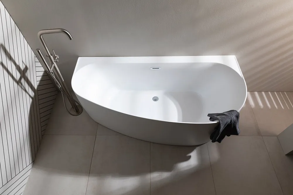 Акриловая ванна Allen Brau Priority 5 L 160x80 см, левая, пристенная, белая, асимметричная, на ножка Sancos — официальный сайт