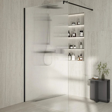 Душевая перегородка KERAMA MARAZZI Cristallo CT.100.WI.BLK.M 100 см, профиль матовый черный, стекло 