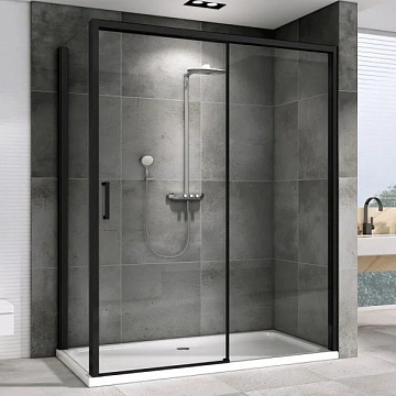 Душевой уголок Abber Komfort AG93170B-S102B 170x100, профиль черный, стекло прозрачное