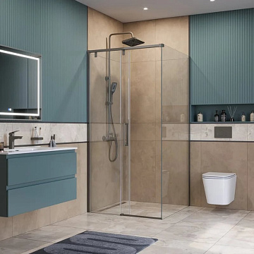 Душевой уголок BelBagno Soft Close-1 A-1-100-C-GM профиль оружейная сталь