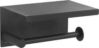 Держатель туалетной бумаги Boheme Uno 10971-B black с полкой для телефона