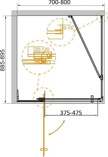 Душевой уголок Cezares Slider AH 1 70/80 90 C NERO
