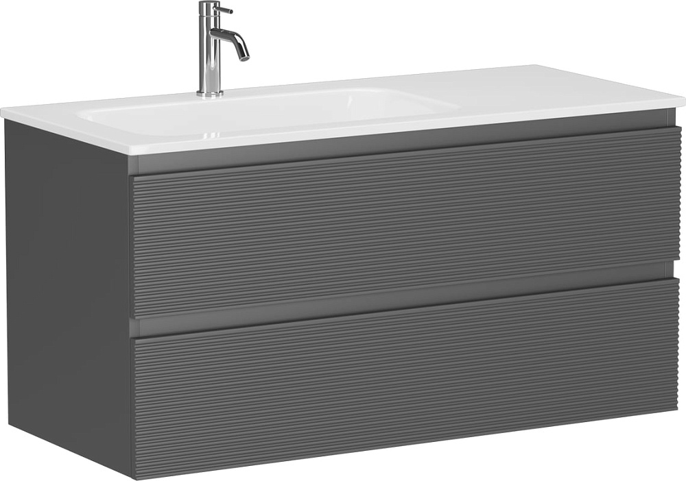 Тумба под раковину Sancos Folk 100 подвесная левая Grey soft (темно-серый), FL100LGS