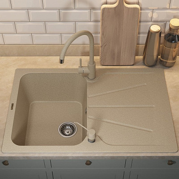 Кухонная мойка кварцевая Uperwood Quartz UPD-04-02, прямоугольная, бежевая