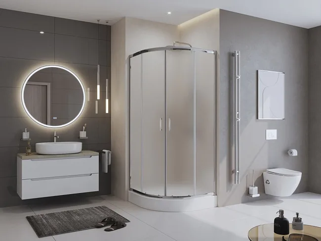 Душевой уголок BelBagno Uno -195 R 2 80 P Cr стекло текстурное Sancos — Оригинал