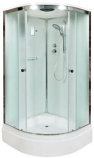 Душевая кабина DTO D279S с электрикой (90х90х220), средний поддон (27 см), профиль хром, стекло мато