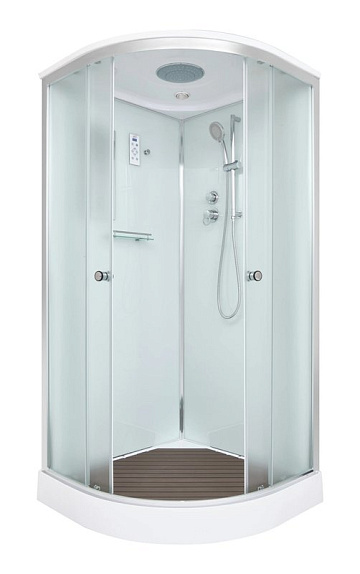 Душевая кабина DTO D09S 90х90, с электрикой, профиль хром, стекло матовое