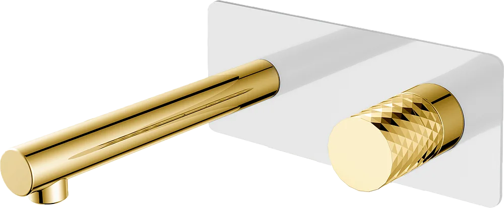 Смеситель для раковины Boheme Stick 125-WG С ВНУТРЕННЕЙ ЧАСТЬЮ, white, diamond gold Sancos — официальный сайт