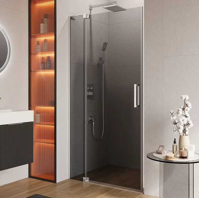 Душевая дверь в нишу Cezares Slider B 1 90/100 Grigio Cr профиль хром, стекло серое Sancos — Оригинал
