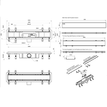 Душевой трап (лоток) AM.PM PrimeFlow Tile 50 см, черный матовый