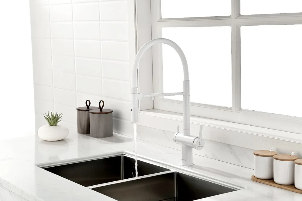 Смеситель для кухни Paulmark Gravity Gr213888-WH, белый матовый Sancos — официальный сайт