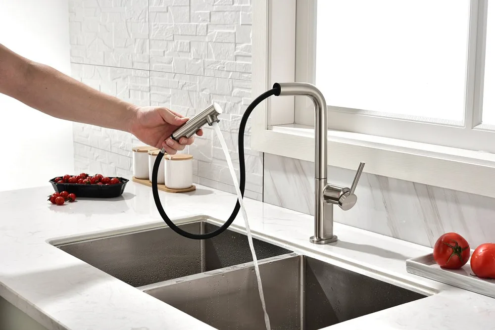 Смеситель для кухни Paulmark Neo Ne214419-Ni никель Sancos — официальный сайт