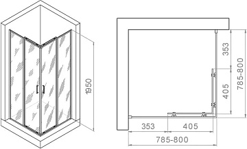 Душевой уголок RGW Passage PA-030B 800x800x1950, профиль черный