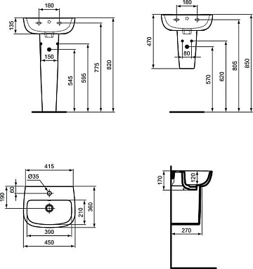 Раковина Ideal Standard Esedra Guest T281101 45 см