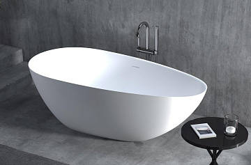 Ванна из искусственного камня Salini Paola In S-Sense 160x75 см, отдельностоящая, белая, овальная, с