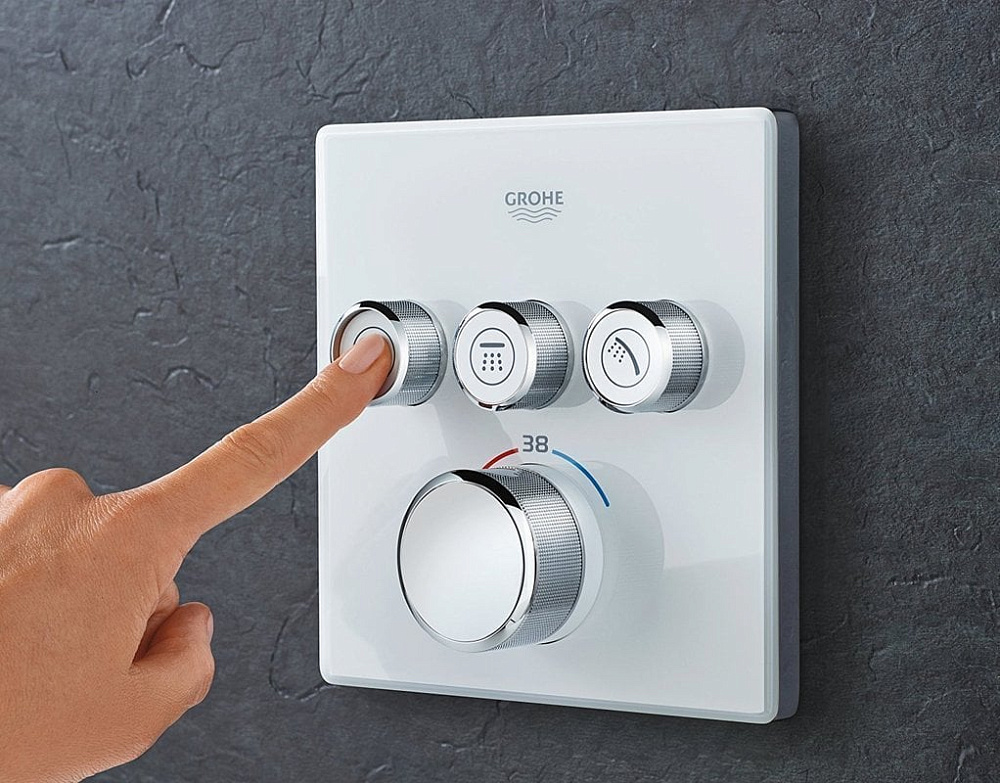 Термостатический смеситель встраиваемый Grohe Grohtherm SmartControl 29157LS0 для душа, moon white