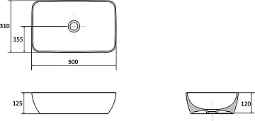 Накладная раковина Ravak Ini Slim R 50, черная матовая