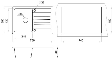 Мойка кухонная Granula Standart 7602, графит