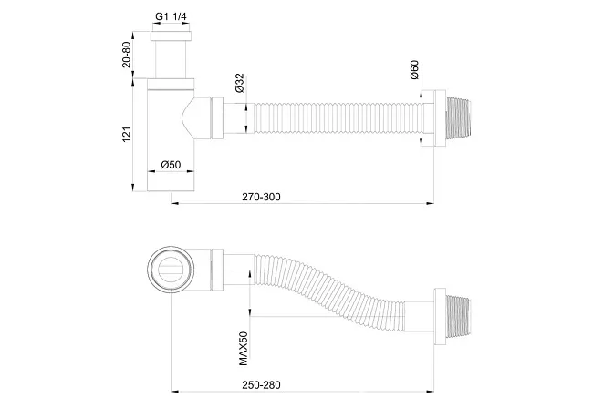 Сифон для раковины Wonzon & Woghand WW-88SS101-BG, брашированное золото Sancos — Оригинал