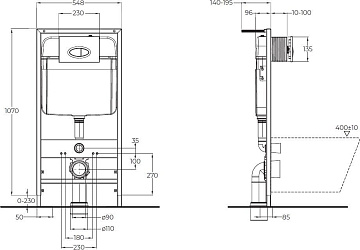 Комплект BelBagno BB026/BB084NERO, с кнопкой смыва черная матовая
