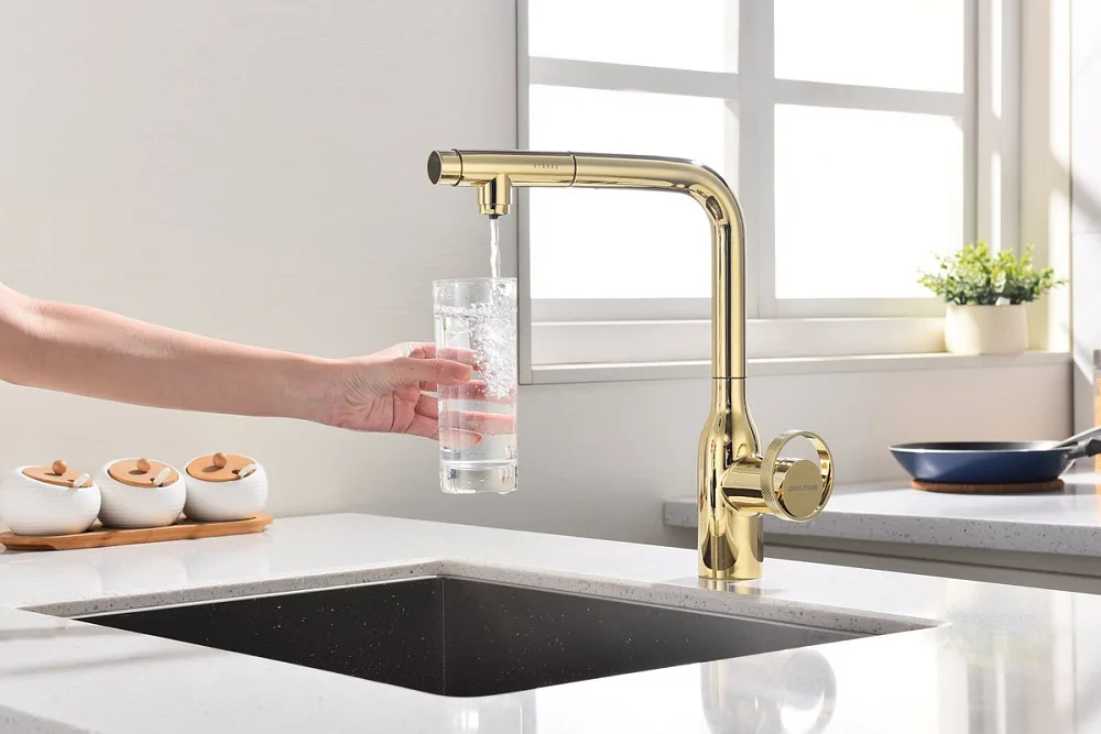 Смеситель для кухни Paulmark Urban Ur213104-G золото Sancos — официальный сайт