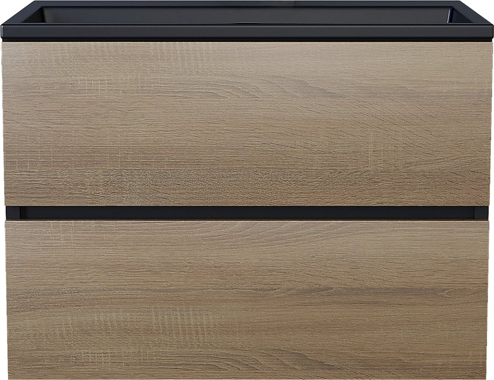 Тумба под раковину без столешницы Uperwood Barsa 70 подвесная, черная, дуб сонома
