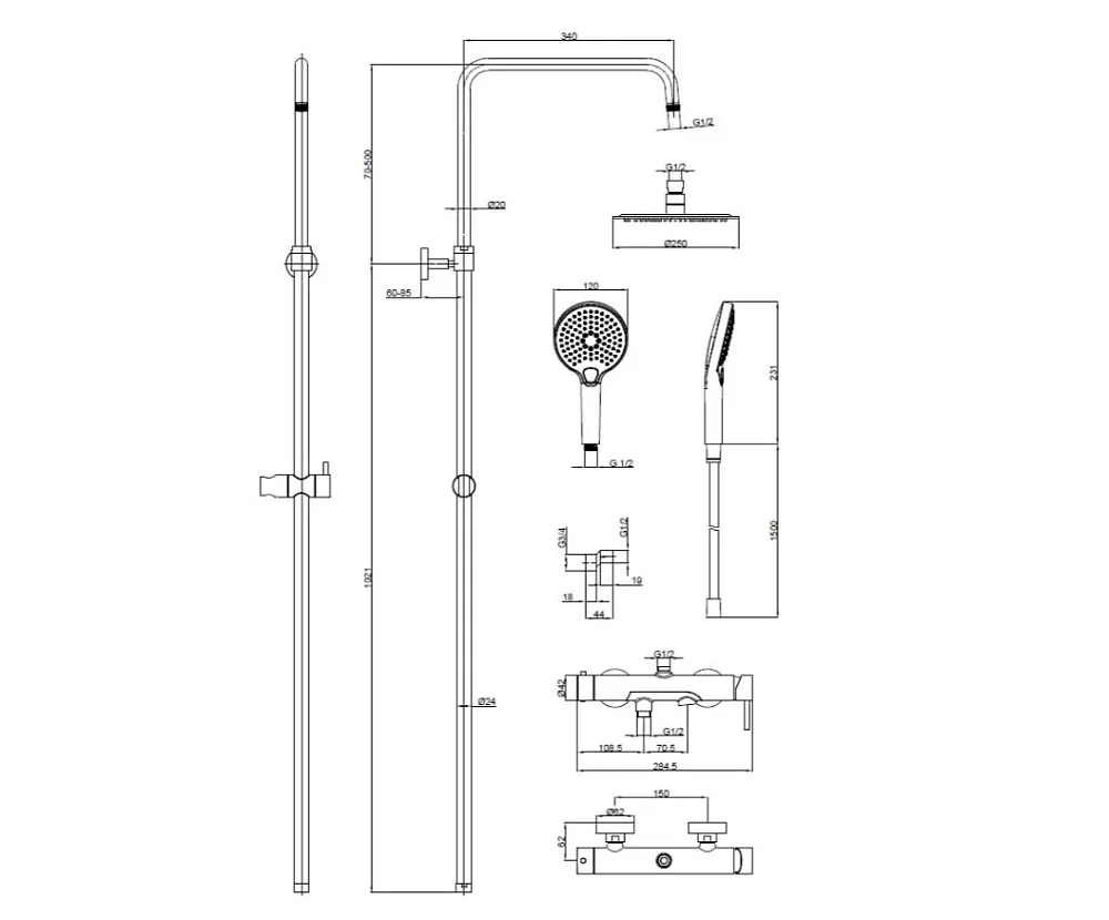 Душевая стойка AQUAme AQM8011CR, хром Sancos — официальный сайт