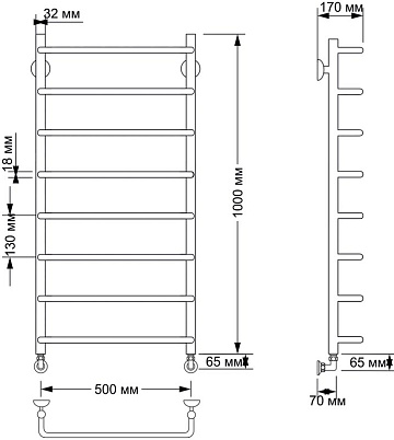 Полотенцесушитель водяной Secado Мерида 1 50x100, бронза