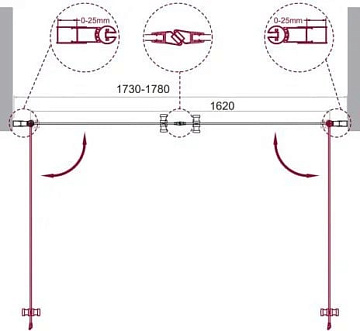 Душевая дверь в нишу BelBagno Etna B-2-180-C-Cr