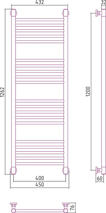 Полотенцесушитель водяной Сунержа Богема + 120x40, прямая