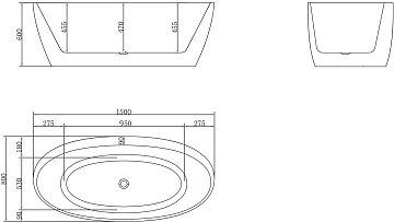 Акриловая ванна BelBagno 150x80 см, BB404-1500-800