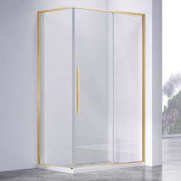 Душевой уголок Vincea Slim-N VSR-4SN8011CLG 110х80, профиль брашированное золото, стекло прозрачное