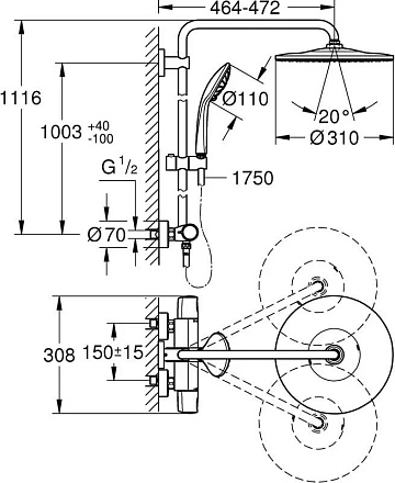 Душевая стойка Grohe Euphoria 310 26723000, хром