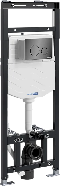 Система инсталляции для унитазов Wasserkraft Alme 15TLT.010.ME.PB02, с кнопкой смыва черной Sancos — Оригинал
