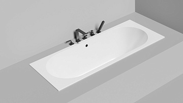 Ванна из искусственного камня Salini Ornella Axis S-Sense 170x75 см, встраиваемая, матовая белая, на