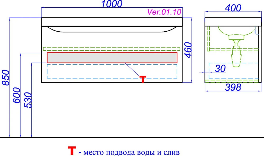 Тумба под раковину без столешницы Aqwella 5 stars Верона 100 белая Sancos — официальный сайт