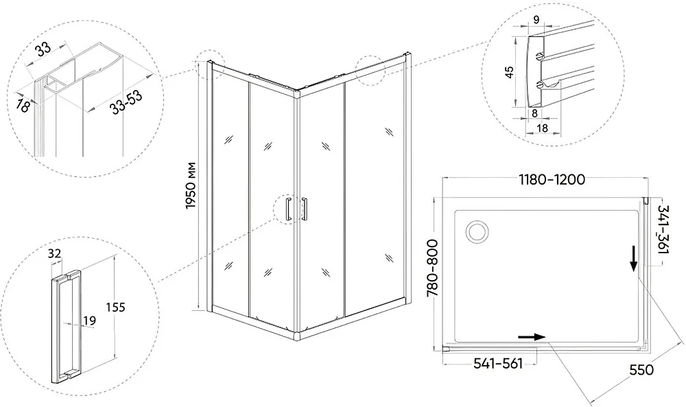 Душевой уголок Veconi Rovigo RV-10 120x80 Sancos — официальный сайт