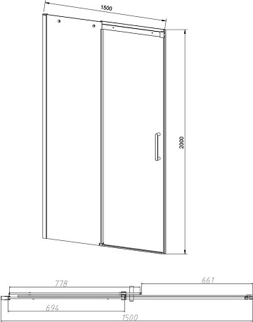 Душевая дверь в нишу Vincea Dice VDS-4D150CLB 150 см, профиль черный