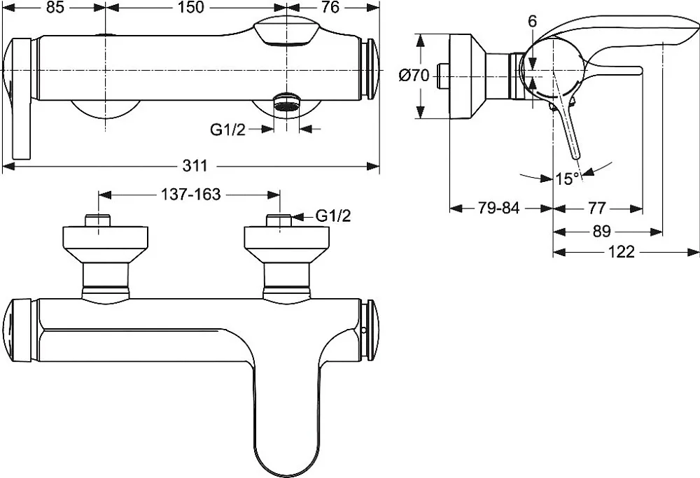Смеситель для ванны с душем Ideal Standard Melange A4271AA Sancos — официальный сайт