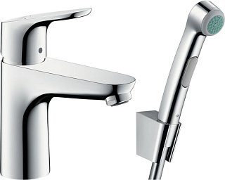 Смеситель для раковины Hansgrohe Focus 31927000 с гигиеническим душем, с донным клапаном Push-Open