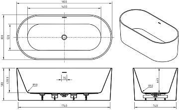 Акриловая ванна BelBagno 180x80 см, BB705-1800-800