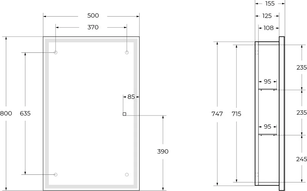 Зеркало-шкаф BelBagno 50x80 с подсветкой Sancos — официальный сайт