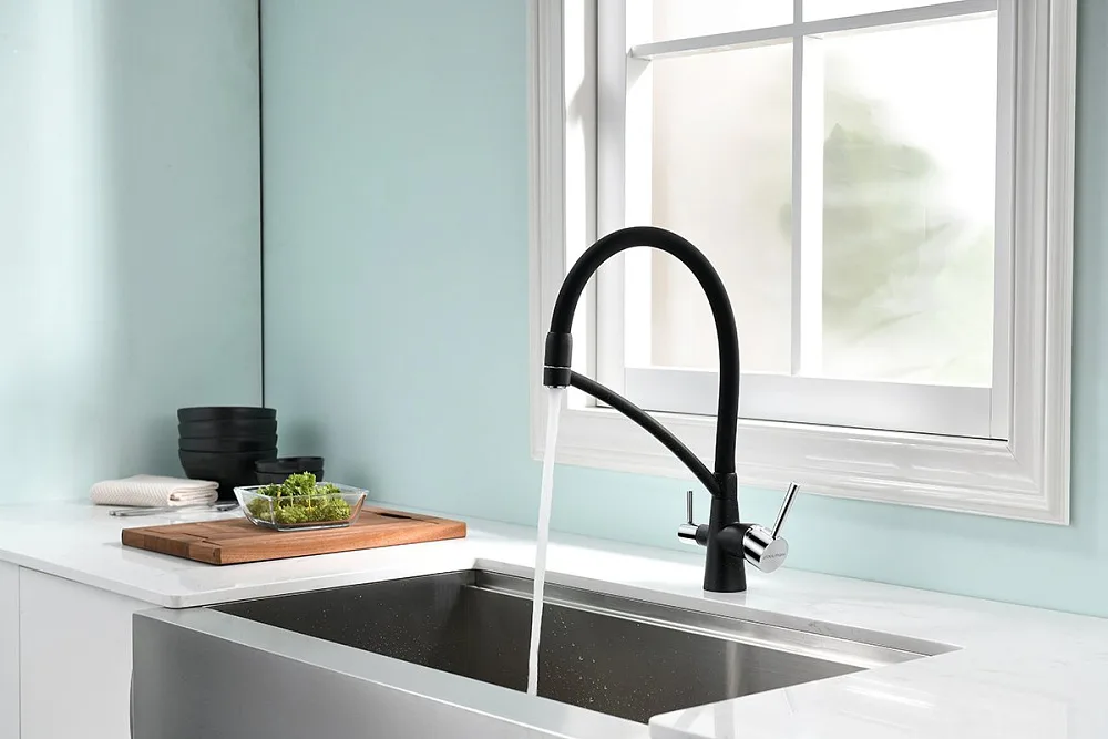 Смеситель для кухни Paulmark Siegen Si213111-BLM черный с гибким изливом Sancos — официальный сайт
