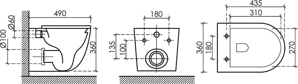 Унитаз подвесной Ceramicanova Uno Rimless CN11001MB