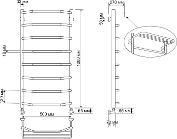 Полотенцесушитель водяной Secado Агата 3 50x100, бронза