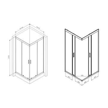 Душевой уголок AM.PM Gem W90G-403-090BT 90x90, профиль черный
